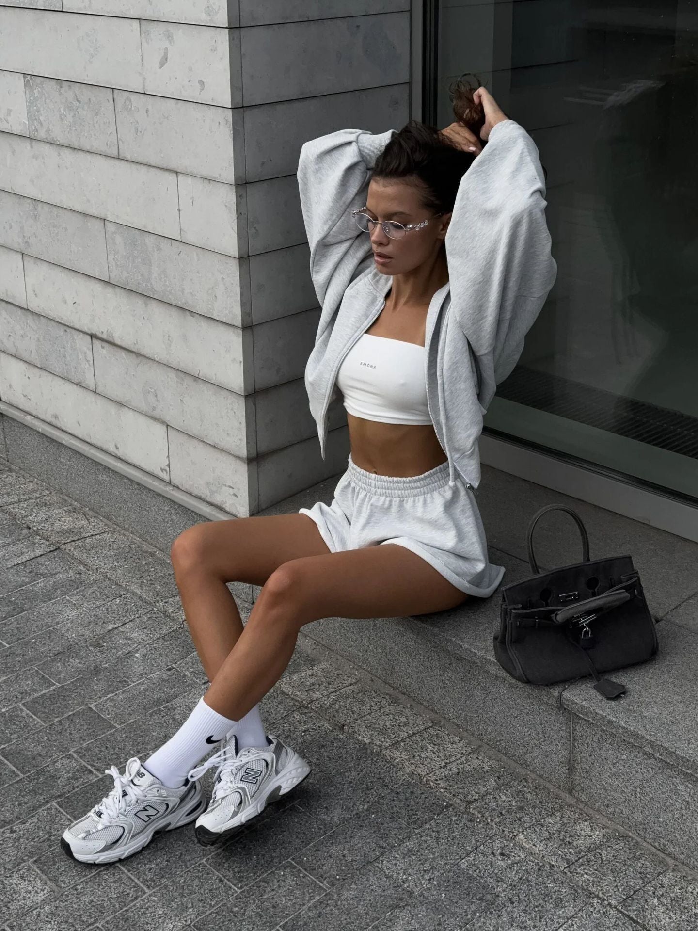Damen Set Cropped Oberteil Shorts Norvielle