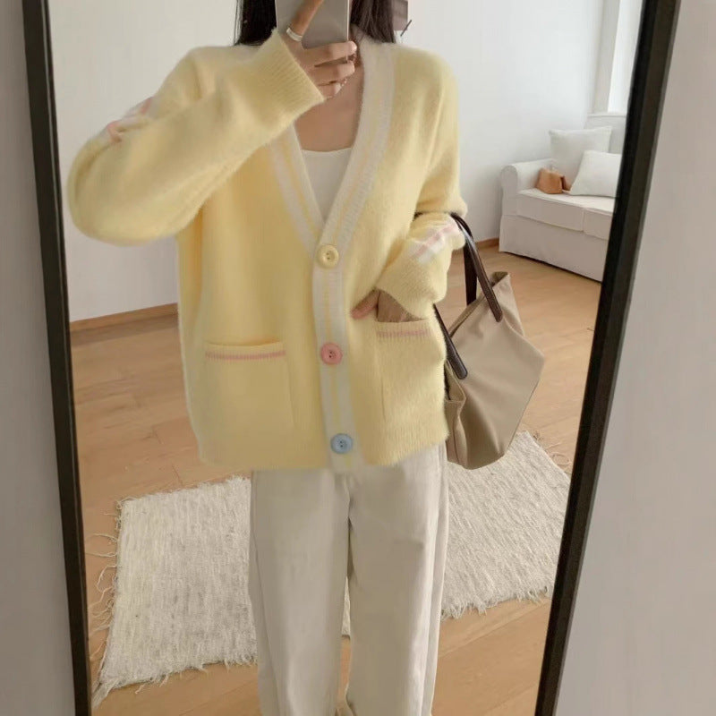 Damen Cardigan Bunt Knöpfe Taschen Norvielle - Norvielle