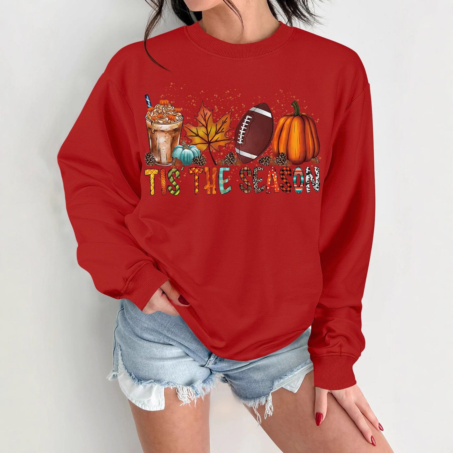 Damen Sweatshirt Herbstlich Motiv Lässiger Schnitt Norvielle