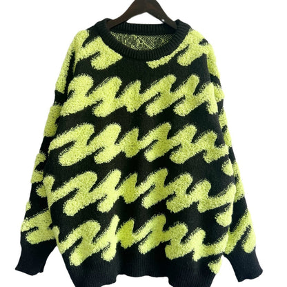 Damen Pullover Strukturiertes Wellenmuster Übergroße Ärmel Norvielle