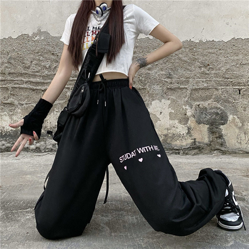 Damen Sportfreizeithose Auffälliger Druck Schwarz - Norvielle