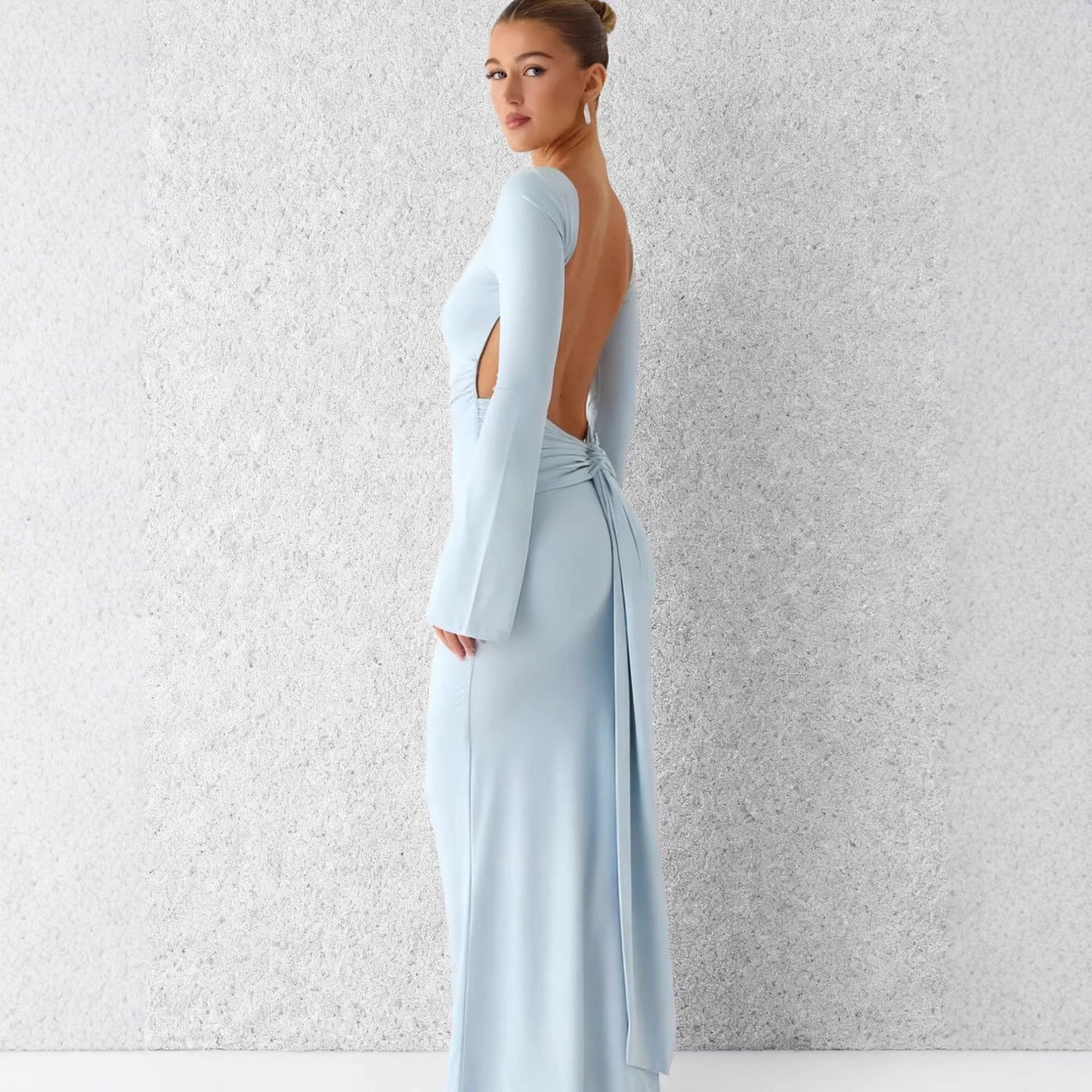 Damen Maxikleid Langarm Schwingrock Norvielle