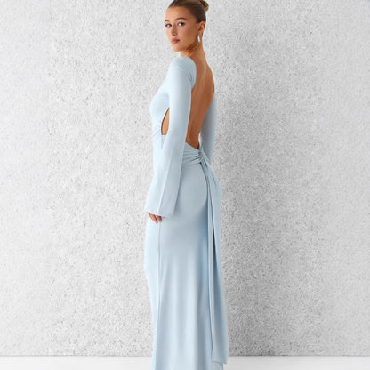 Damen Maxikleid Langarm Schwingrock Norvielle