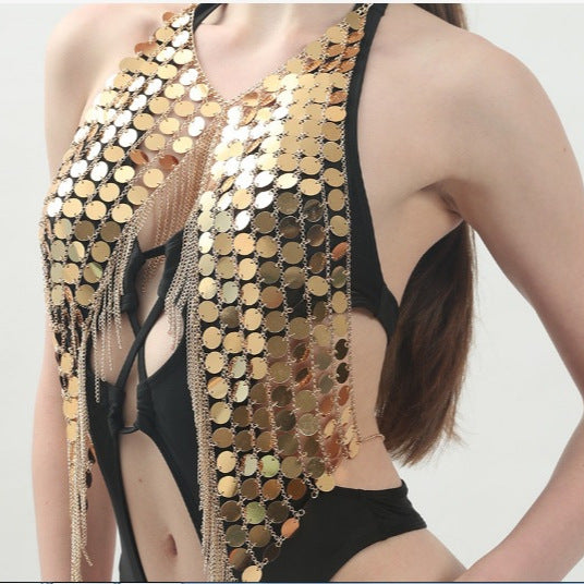 Damen Badeanzug Metallic-Detail Einzigartiger Schnitt