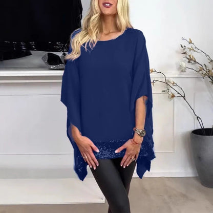 Damen Poncho-Oberteil Spitzenabschluss Elegantes Design Norvielle