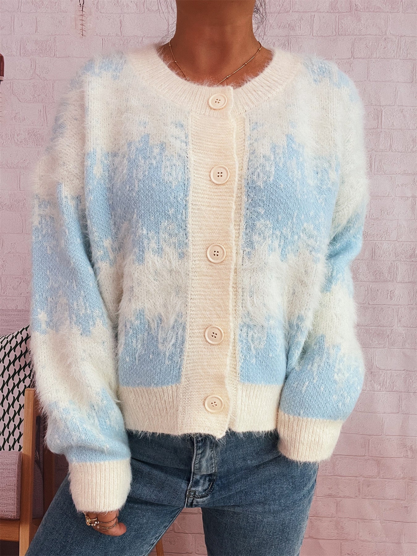 Damen Strickjacke Farbenfrohes Muster Norvielle