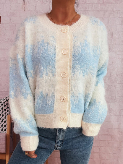 Damen Strickjacke Farbenfrohes Muster Norvielle