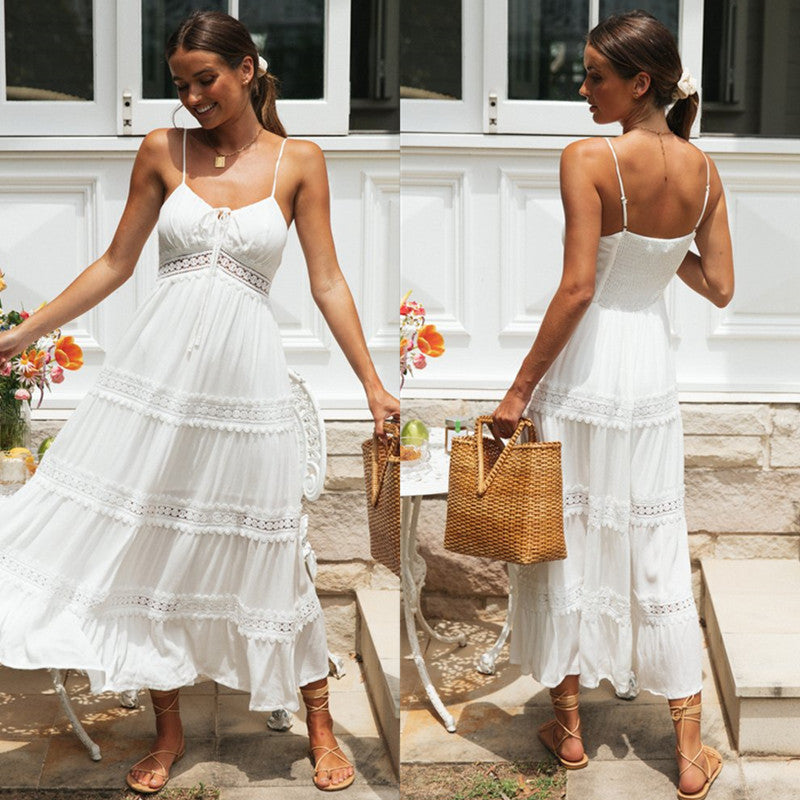 Damen Maxikleid mit Knoten und Rüschen Norvielle - Norvielle