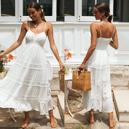 Damen Maxikleid mit Knoten und Rüschen Norvielle - Norvielle