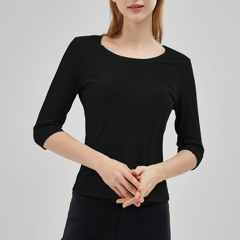 Damen Pullover Rippstoff 3/4 Ärmel Beige