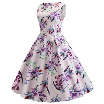 Damen A-Linien Kleid Florales Muster Seitentaschen Norvielle