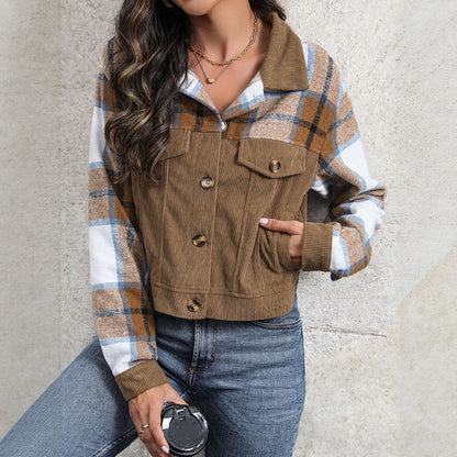 Damen Karottenjacke Kariert Cord Norvielle