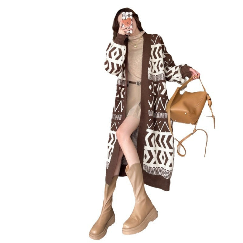 Damen Strickcardigan Geometrisches Design Locker Norvielle