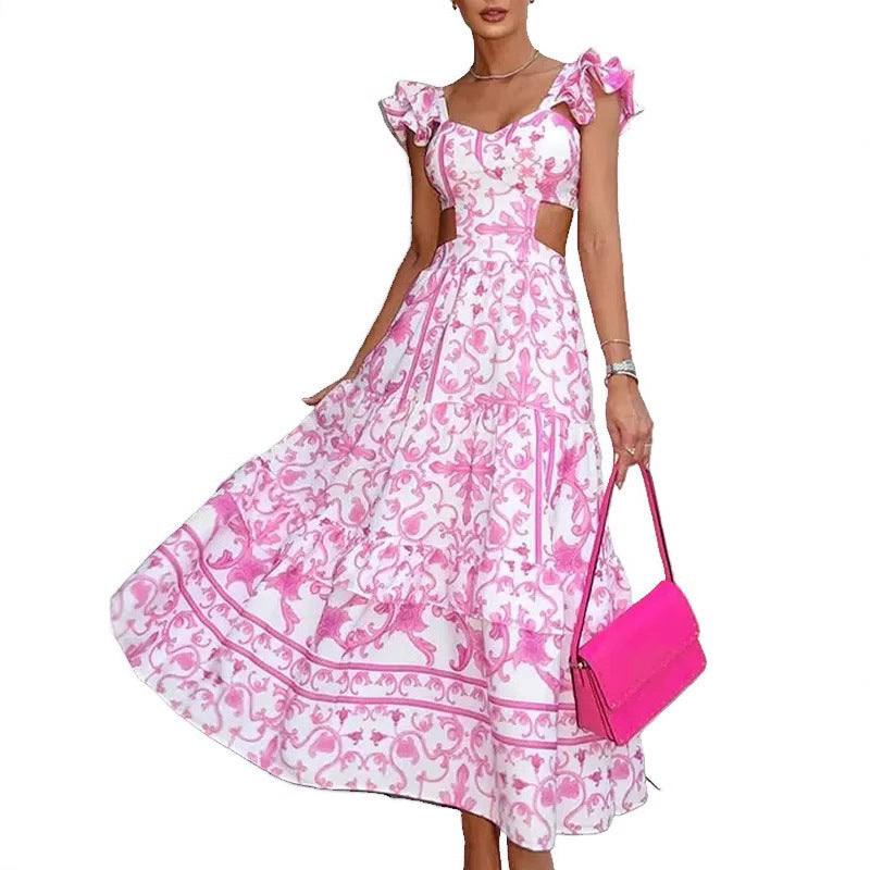 Damen Maxikleid Elegantes Cut-out-Design Rüschendetails Norvielle - Norvielle