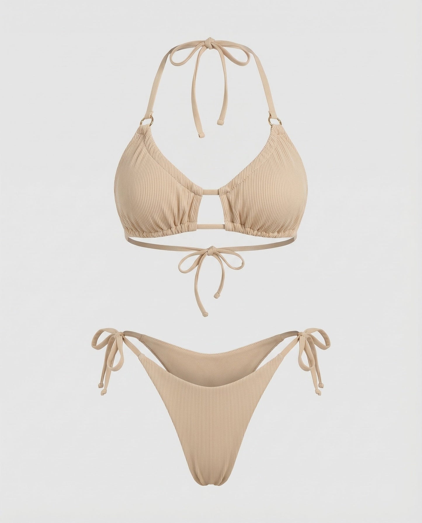 Damen Geraffter Triangle-Bikini mit Ziersteg