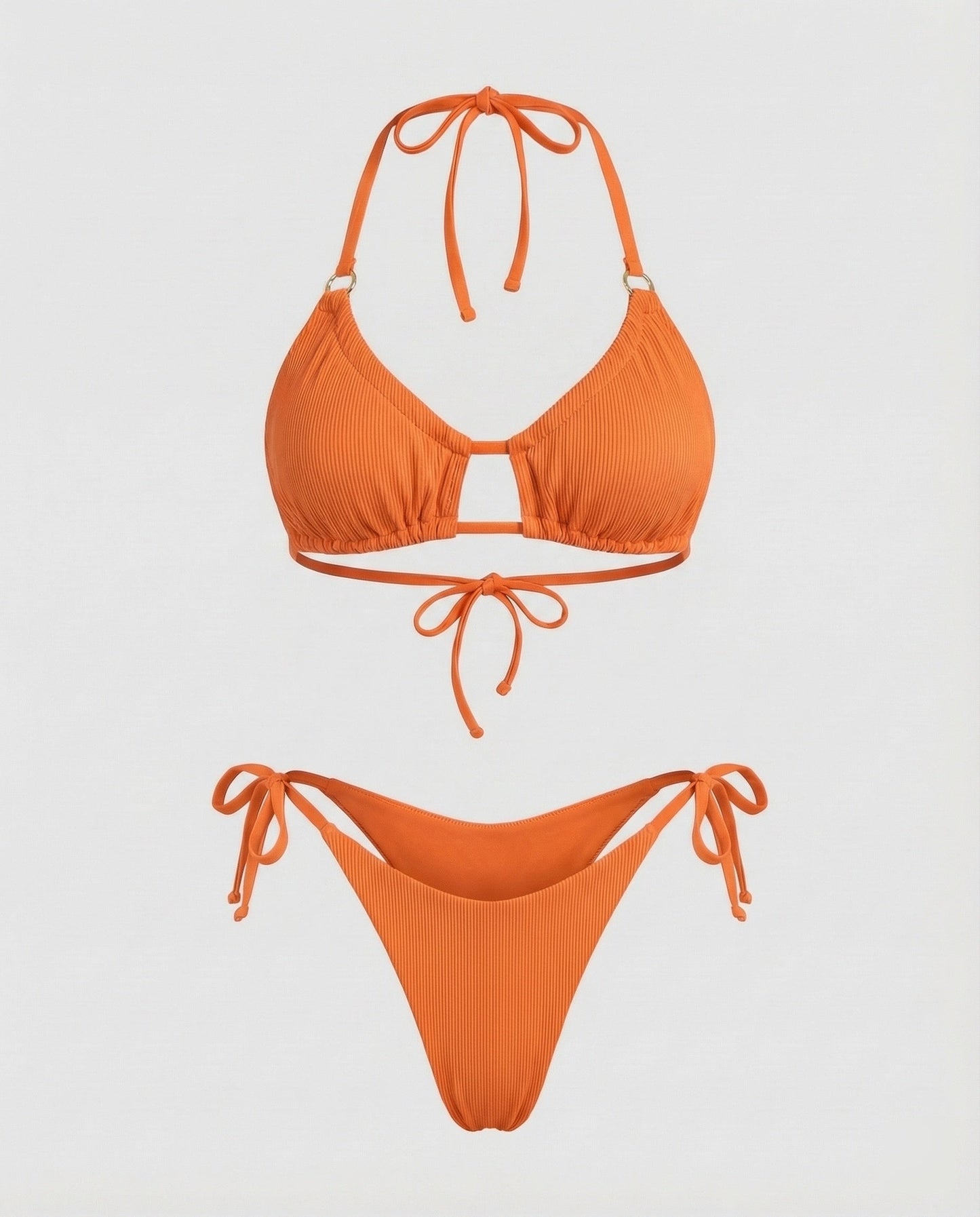 Damen Geraffter Triangle-Bikini mit Ziersteg
