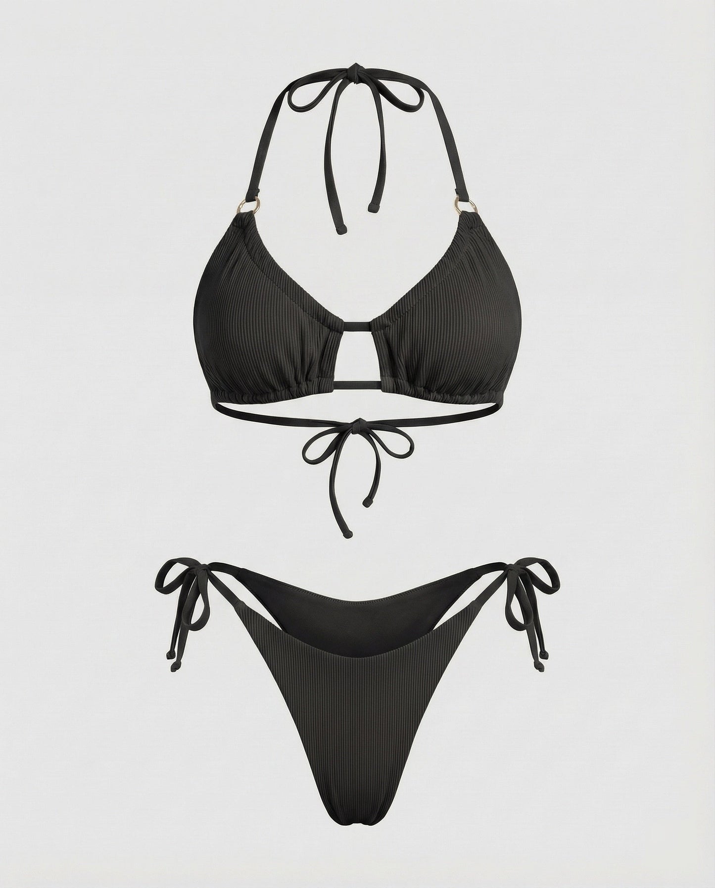 Damen Geraffter Triangle-Bikini mit Ziersteg