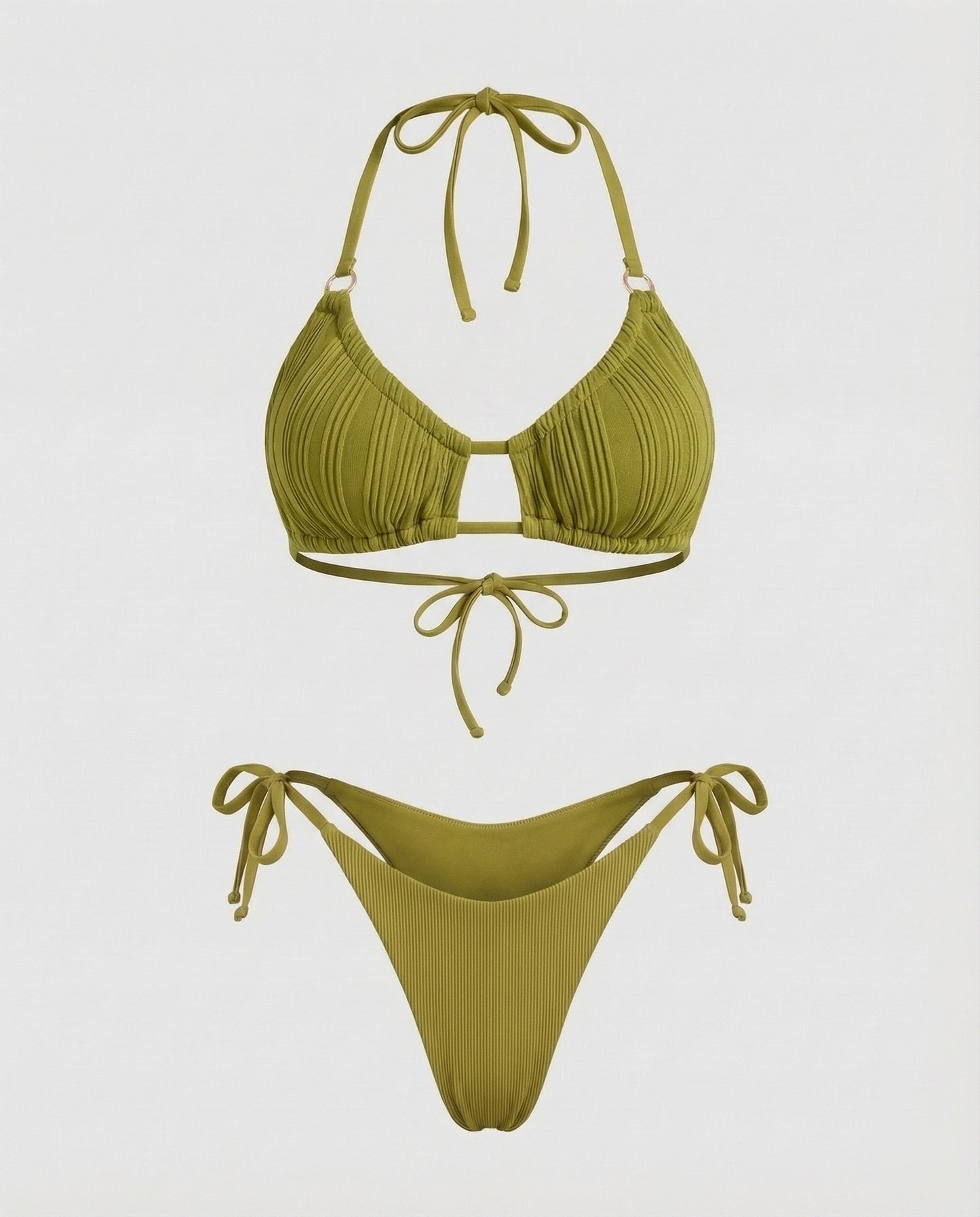 Damen Geraffter Triangle-Bikini mit Ziersteg - Norvielle