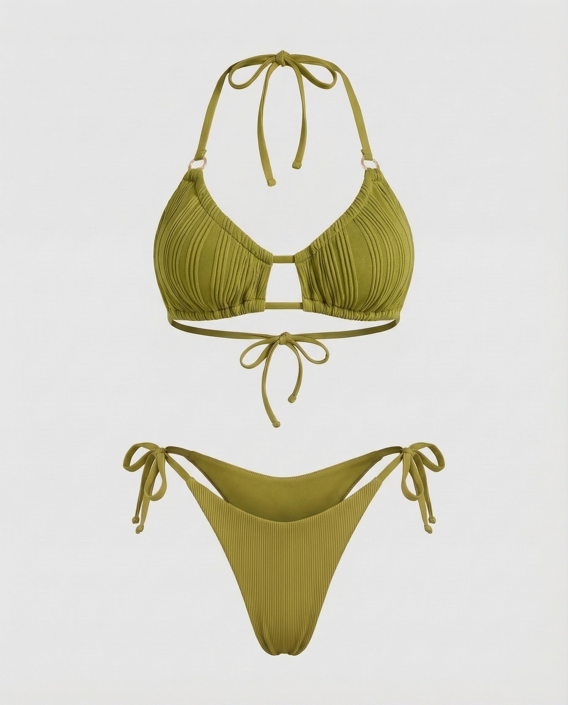 Damen Geraffter Triangle-Bikini mit Ziersteg - Norvielle