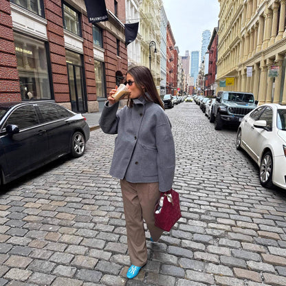 Damen Oversized Wollmantel Großformat