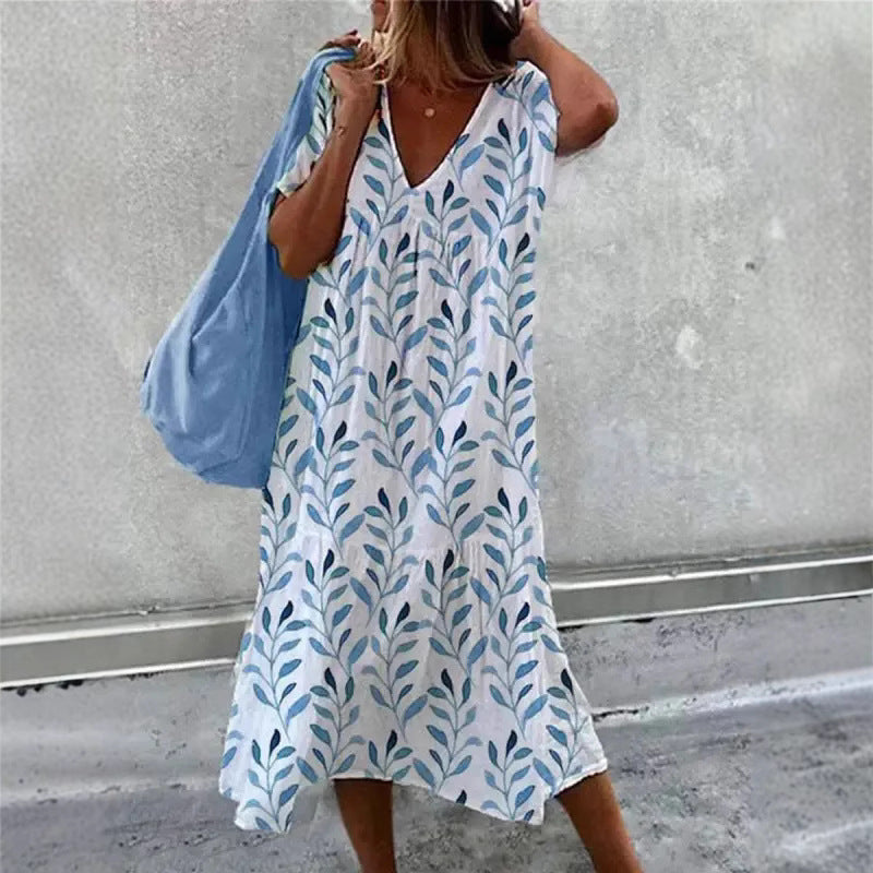 Damen Sommerkleid V-Ausschnitt Volle Rock - Norvielle