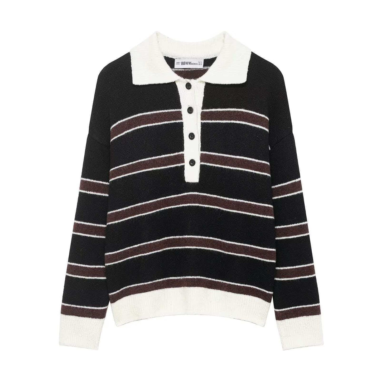 Damen Strickpullover Lässig Kragen Knopfleiste Norvielle