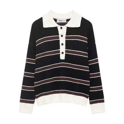 Damen Strickpullover Lässig Kragen Knopfleiste Norvielle