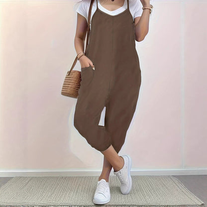Damen Jumpsuit Komfort Passform Praktische Taschen Norvielle