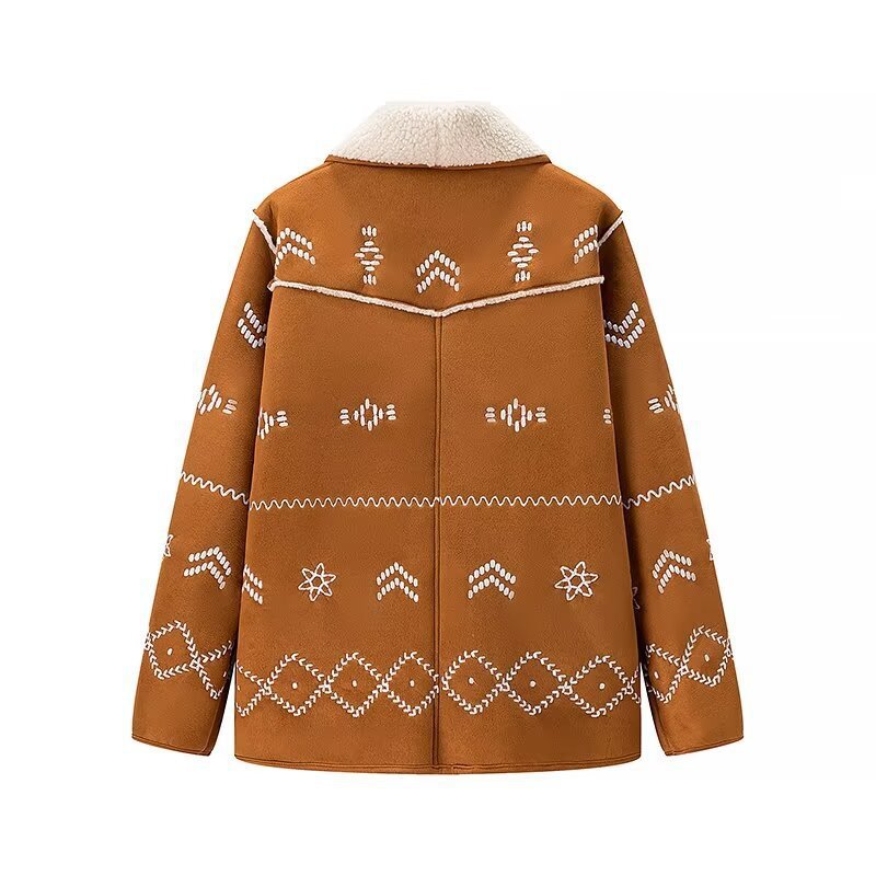 Damen Teddyjacke Warm Stickereien Norvielle
