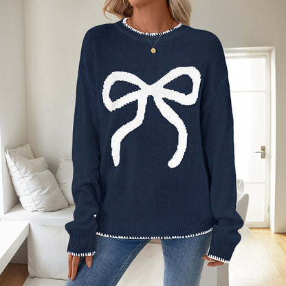 Damen Strickpullover Festlich Schleifenmuster Lässig Norvielle