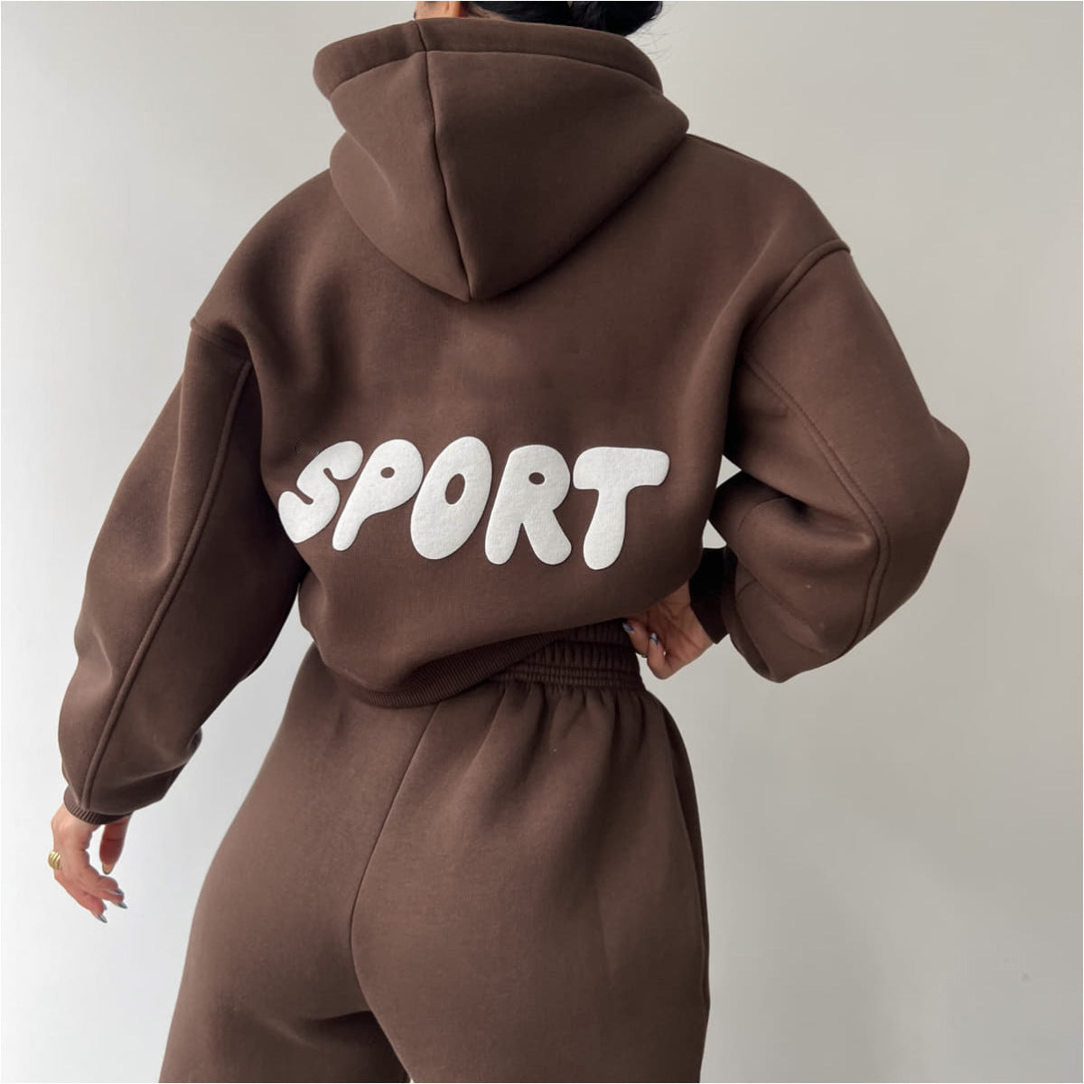 Damen Sport-Hoodie-Set mit Jogginghose Hochtailliert Weich Norvielle