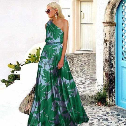 Damen Maxikleid Asymmetrisch Florales Design