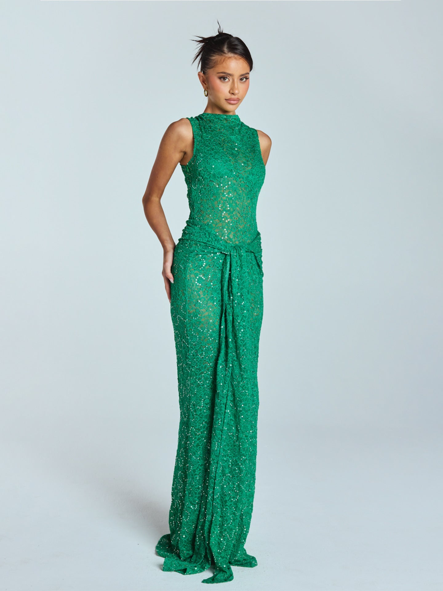 Damen Abendkleid Paillettenbesatz Figurbetont