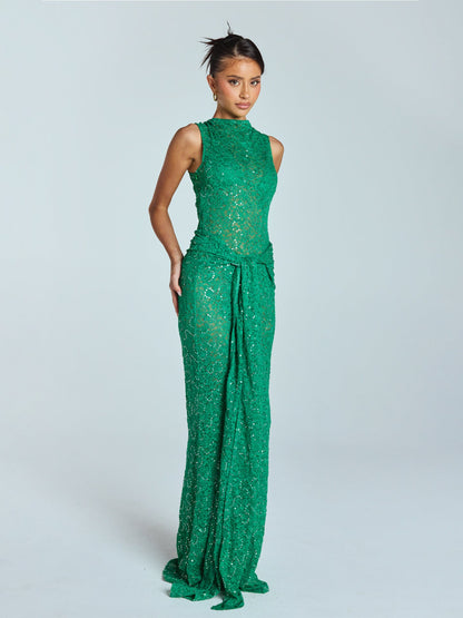 Damen Abendkleid Paillettenbesatz Figurbetont