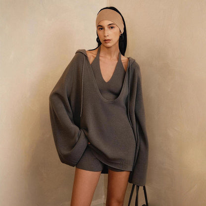 Damen Kapuzenpullover Strick Norvielle Lässig