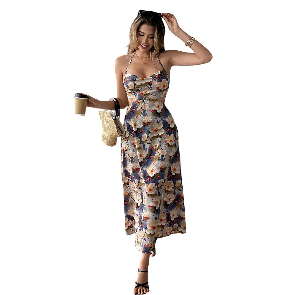 Damen Maxikleid Trägerlos Floralmuster Norvielle