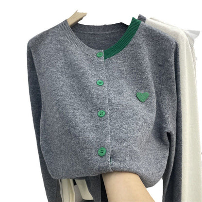 Damen Strickcardigan Herzapplikation Norvielle