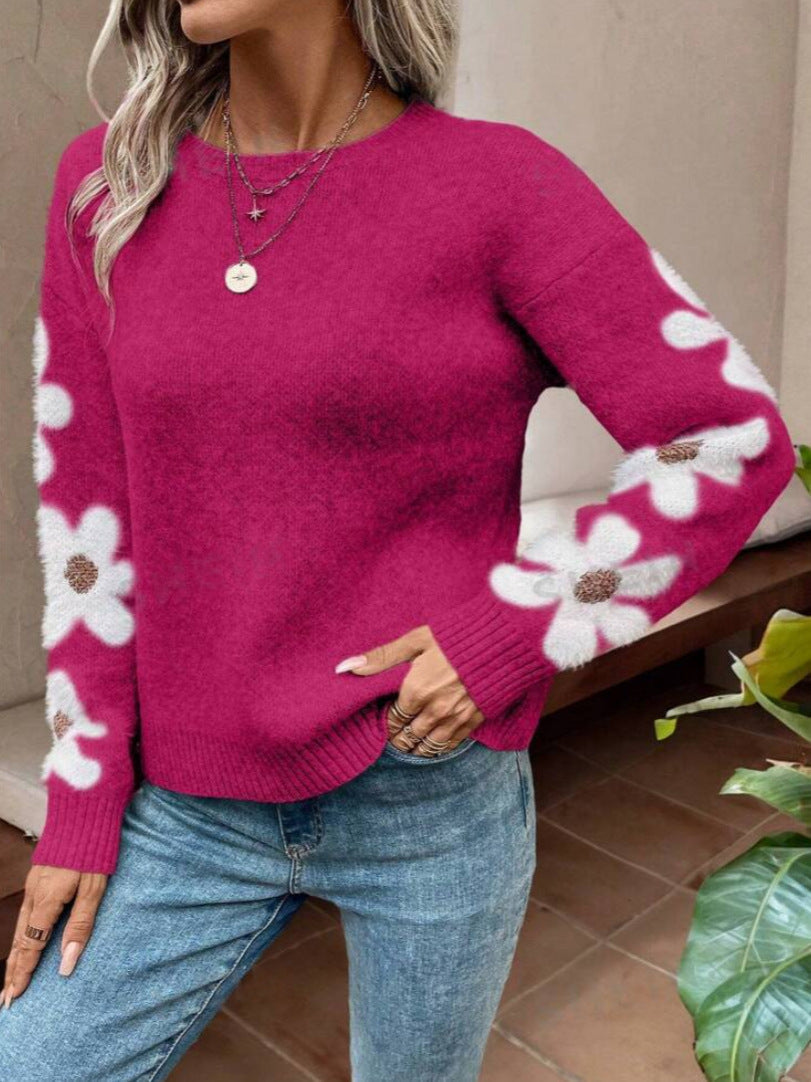 Damen Pullover Floralmuster Strukturiertes Jersey Norvielle