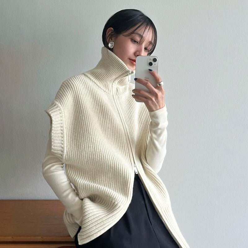 Damen Strickponcho Kuscheler mit hohem Kragen Norvielle