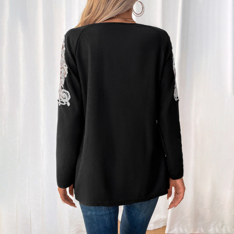 Damen Langarmshirt mit Reißverschluss und Spitze Norvielle
