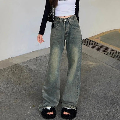 Damen High-Waist Jeans Weite Passform Denim