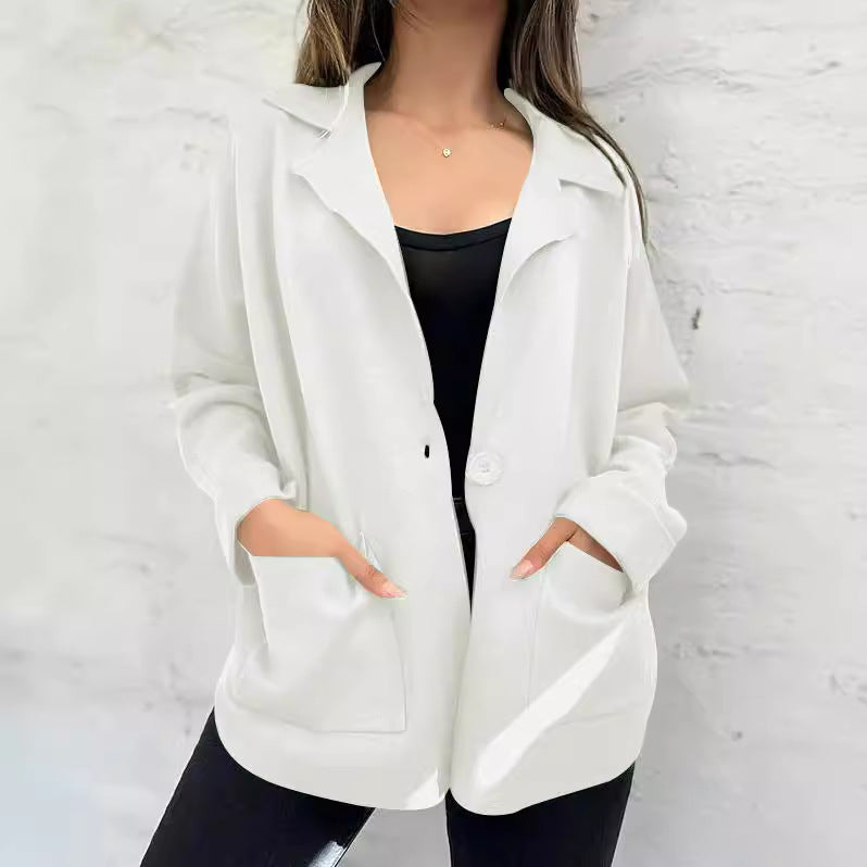 Damen Oversized Blazerjacke Lässiger Schnitt Praktische Taschen