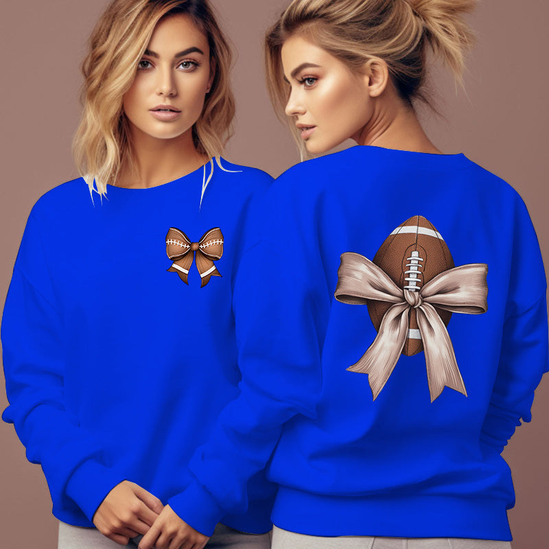 Damen Sweatshirt Footballmotiv Schleifenakzent