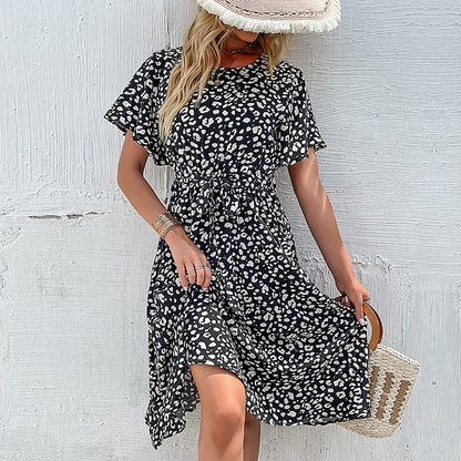 Damen Midikleid Tiermuster Sommer Norvielle