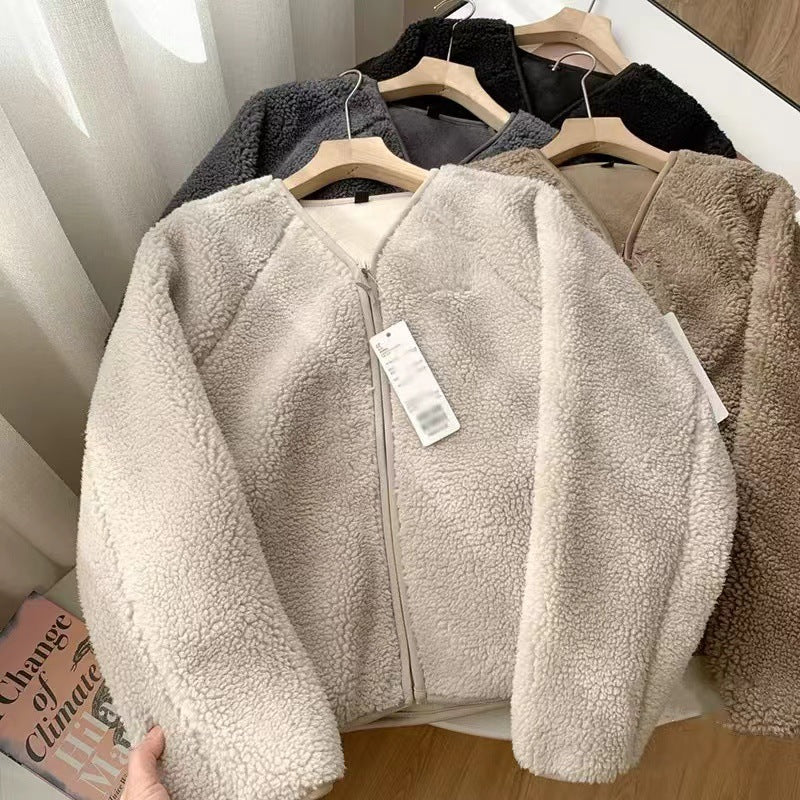 Damen Kuscheljacke Weiches Fleece Schwarz - Norvielle