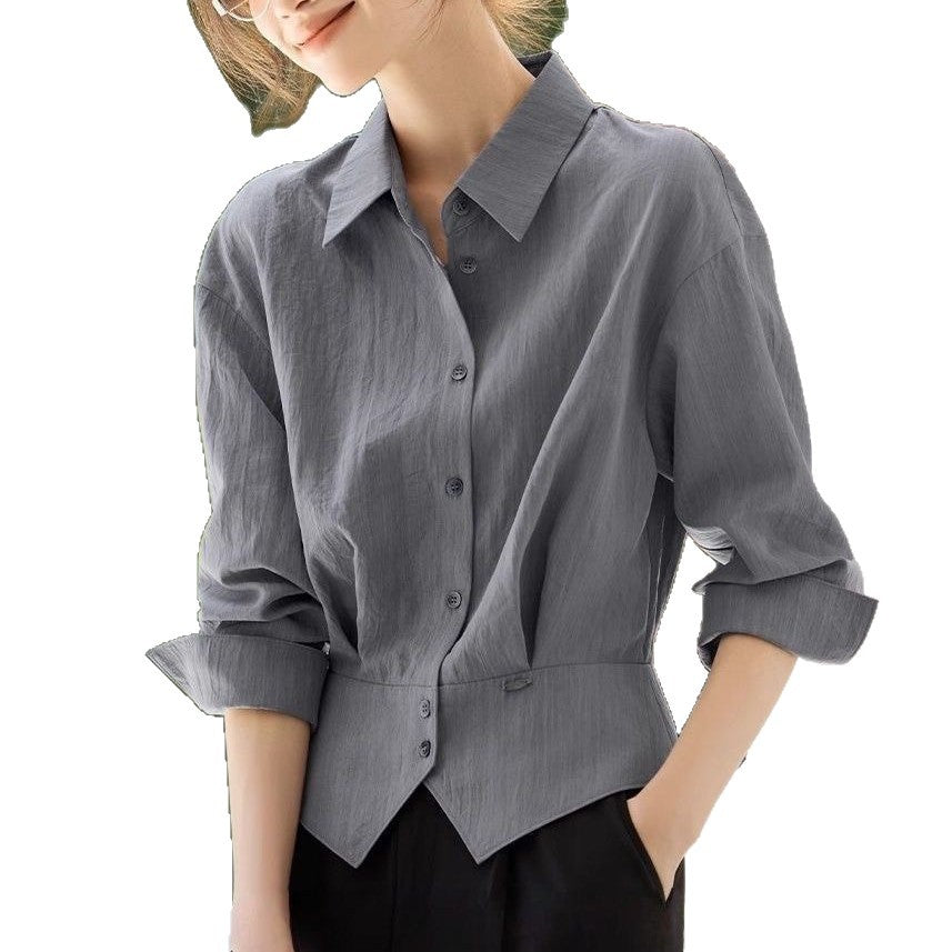 Damen Oversized Bluse mit Taillengürtel Elegantes Design