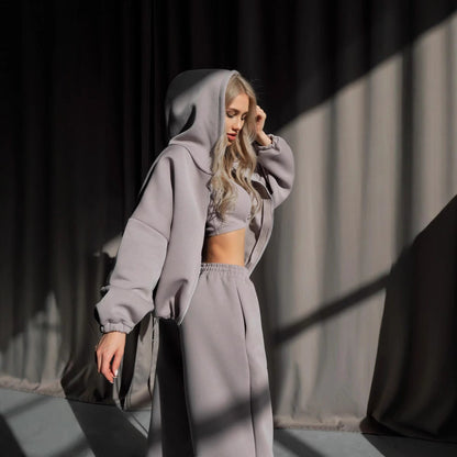 Damen Cropped Hoodie Sportlich mit Innovativem Abschluss
