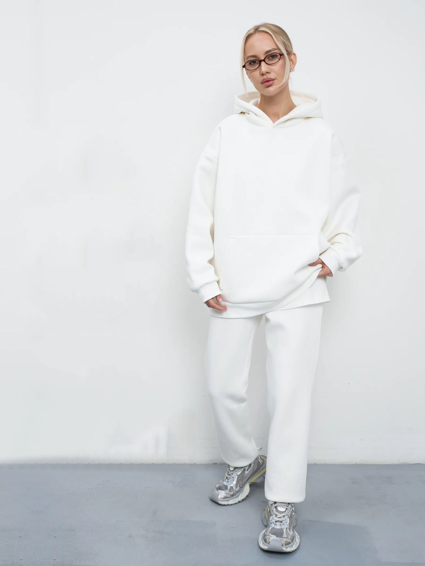 Damen Hoodie Oversized Jogginghose Modern Baumwolle
