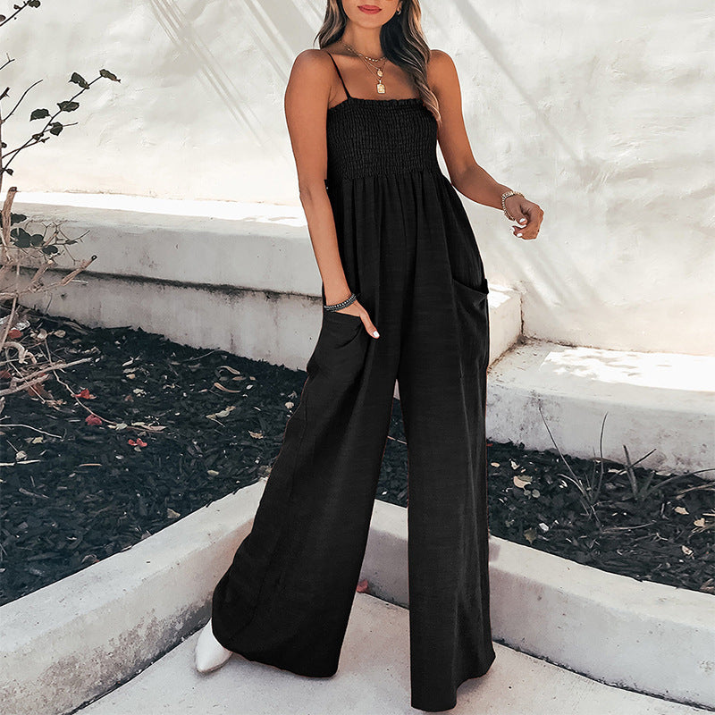Damen Jumpsuit Weites Bein Elastisch Norvielle
