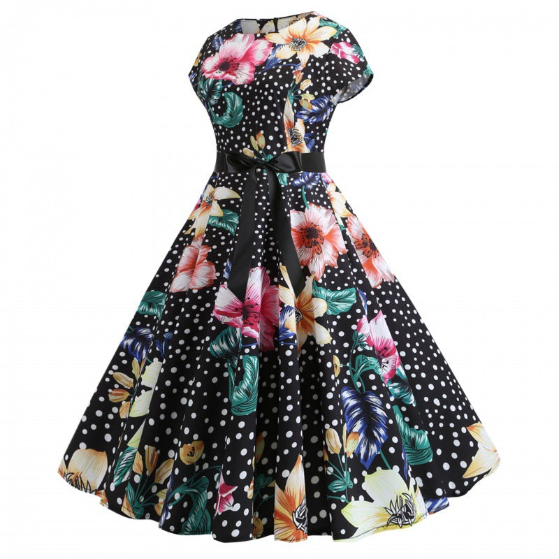 Damen Swingkleid Floralmuster Elegante Taillierung Norvielle